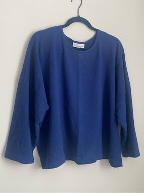 Bryn Walker Boxy Relaxed Fit Blue Short Bamboo Top